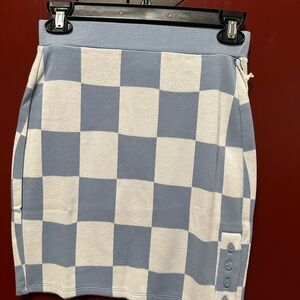 OBEY Blue and Cream Mini Sweater Skirt for Casual Wear